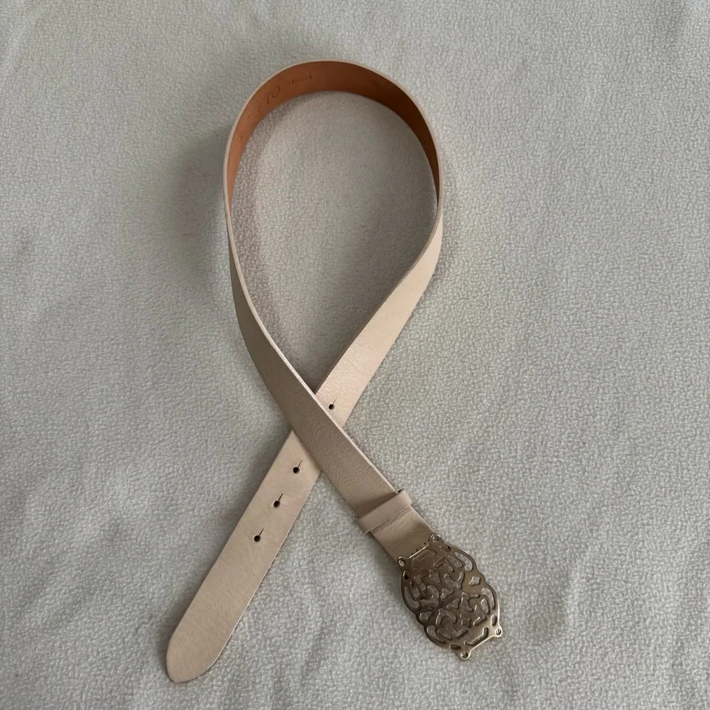 Cole Haan Cream Off White Leather Belt Women Size Small